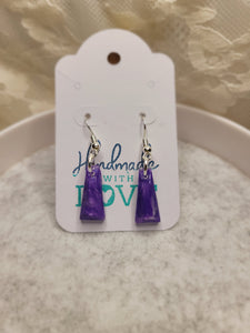 Purple Marbled Drop Earring